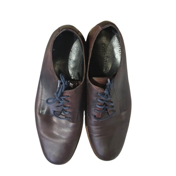 Cole Haan Brown Leather Lace Up Loafers Men’s 11M Blue Laces Vintage Classic - Picture 9 of 9